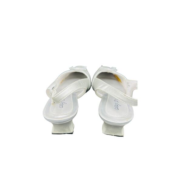 🤍 Easy street Slingback Kitten Heel silver Bow Square Toe Women’s 8.5W Formal - Picture 5 of 8